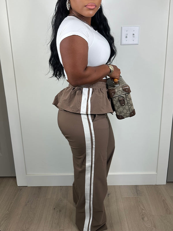 Side-Stripe Peplum Pants