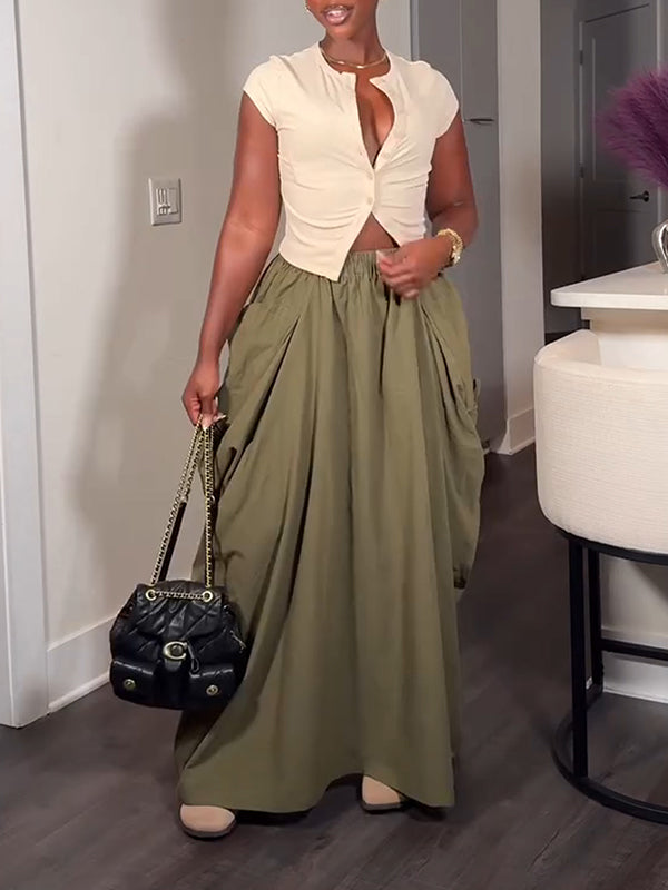 Drawstring Cargo Skirt