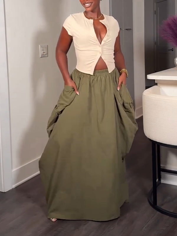 Drawstring Cargo Skirt