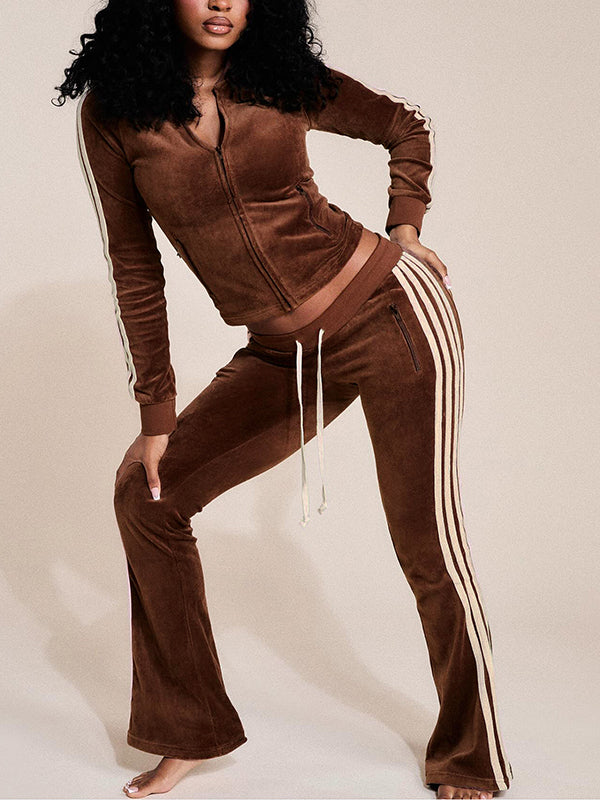 Velvet Side-Stripe Jacket & Pants Set