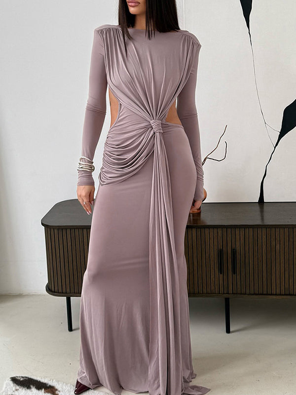 Draped Open-Back Maxi Dress