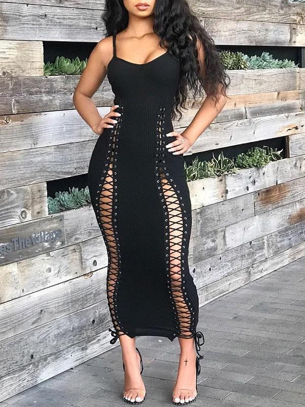 Queenfy Lace Up Cami Dress