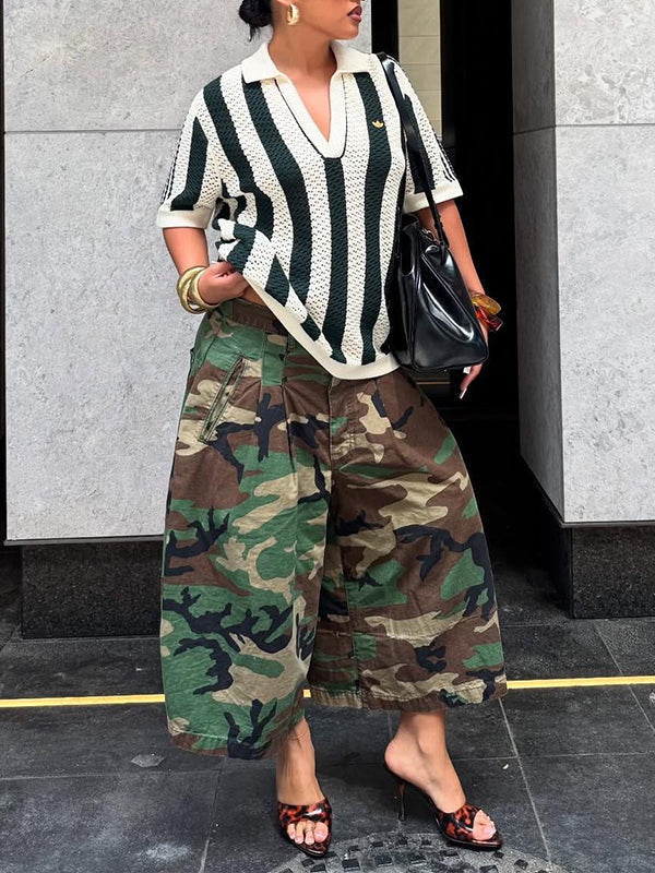 Camo Wide-Leg Capris