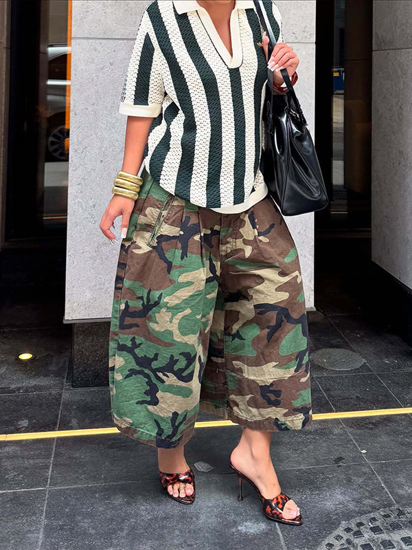 Camo Wide-Leg Capris