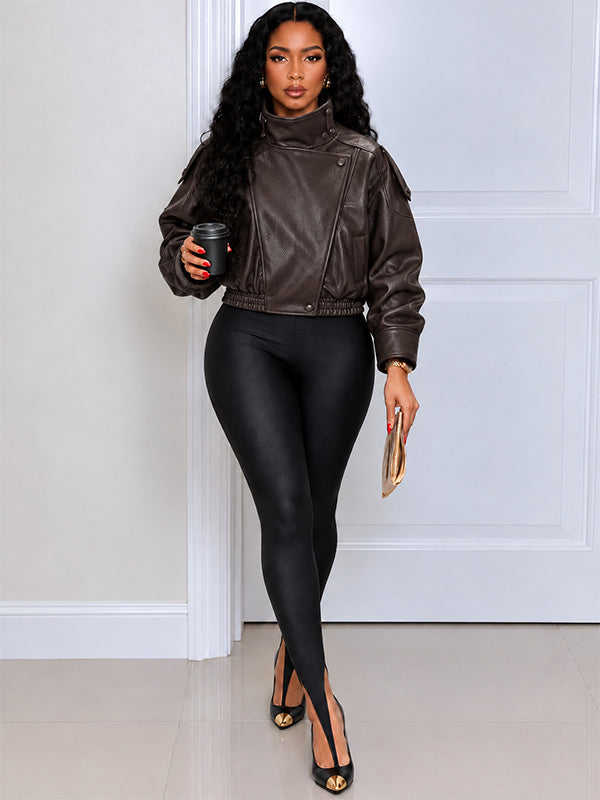 Faux-Leather Moto Jacket
