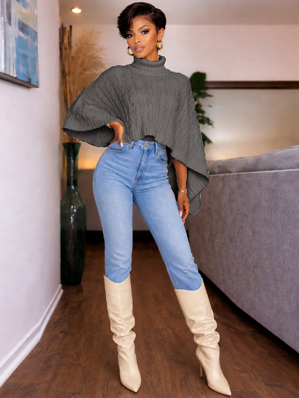 Knit Turtleneck Poncho