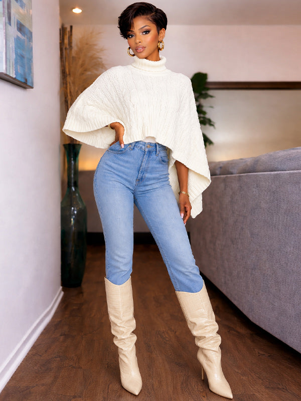 Knit Turtleneck Poncho