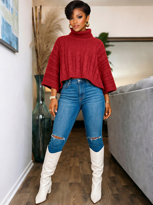 Knit Turtleneck Poncho