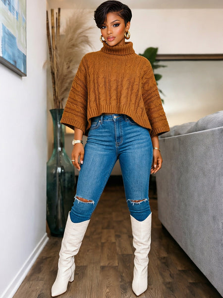 Knit Turtleneck Poncho