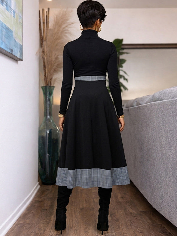 Plaid Combo Button Skirt