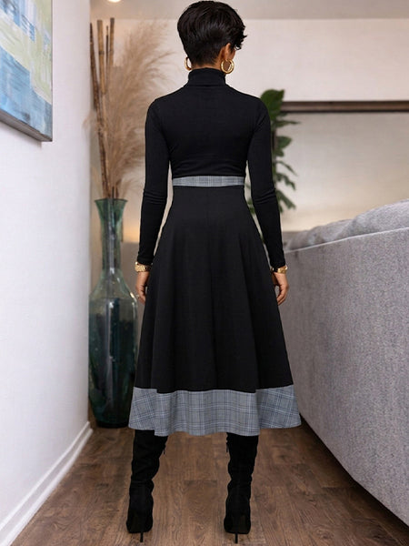 Plaid Combo Button Skirt