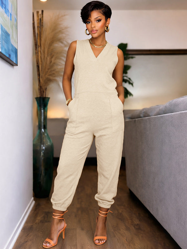 V-Neck Sleeveless Jumpsuit
