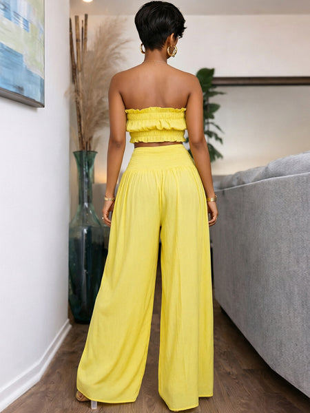 Bandeau Top & Wide-Leg Pants Set