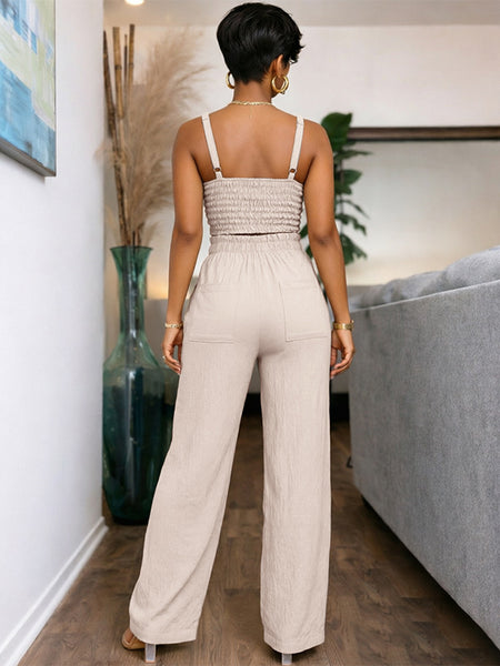 Solid Cami Top & Tied Pants Set