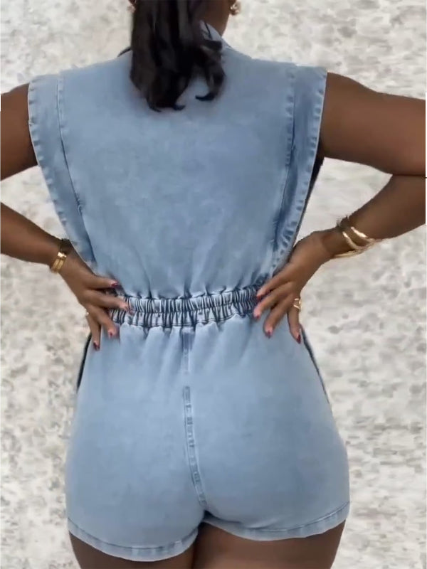 Sleeveless Denim Romper