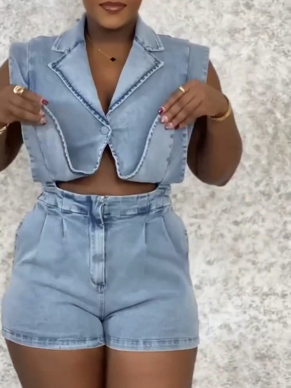 Sleeveless Denim Romper