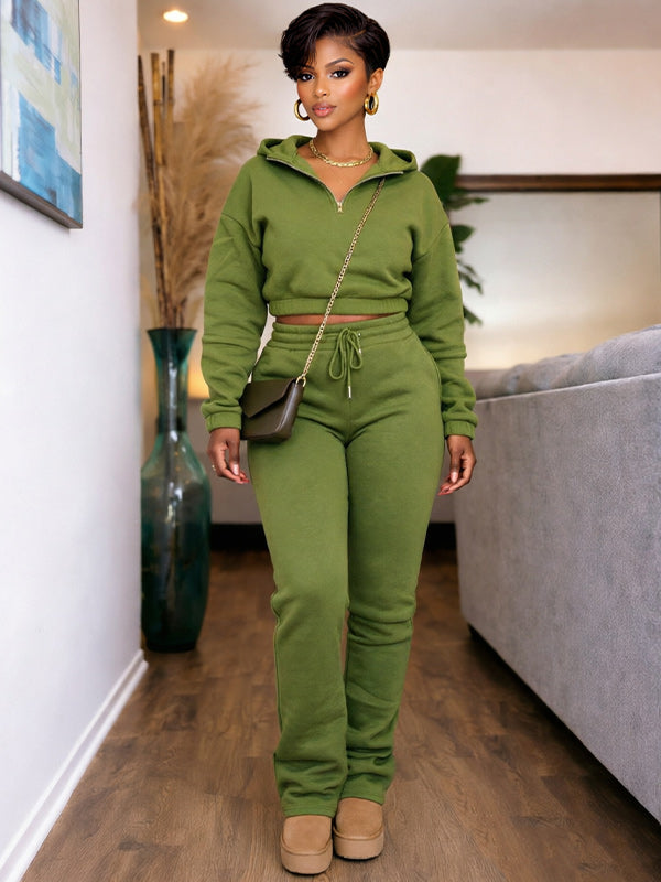 Zip-Front Sweatshirt & Pants Set