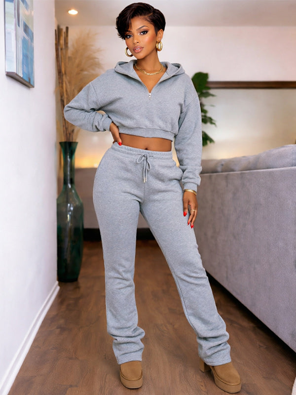 Zip-Front Sweatshirt & Pants Set