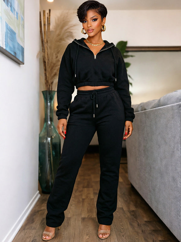 Zip-Front Sweatshirt & Pants Set