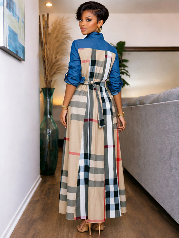 Plaid Combo Shirt Dress