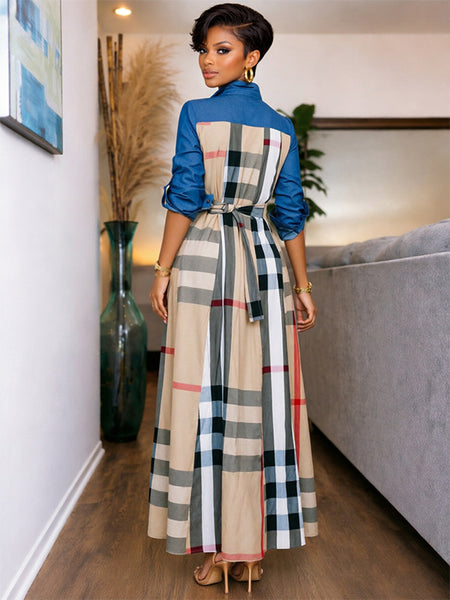 Plaid Combo Shirt Dress