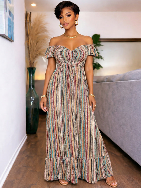 Stripe Off-Shoulder Dress