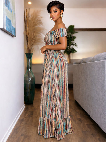 Stripe Off-Shoulder Dress
