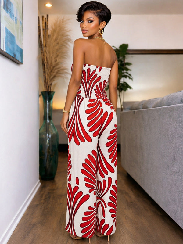 Printed Strapless Jumpsuit