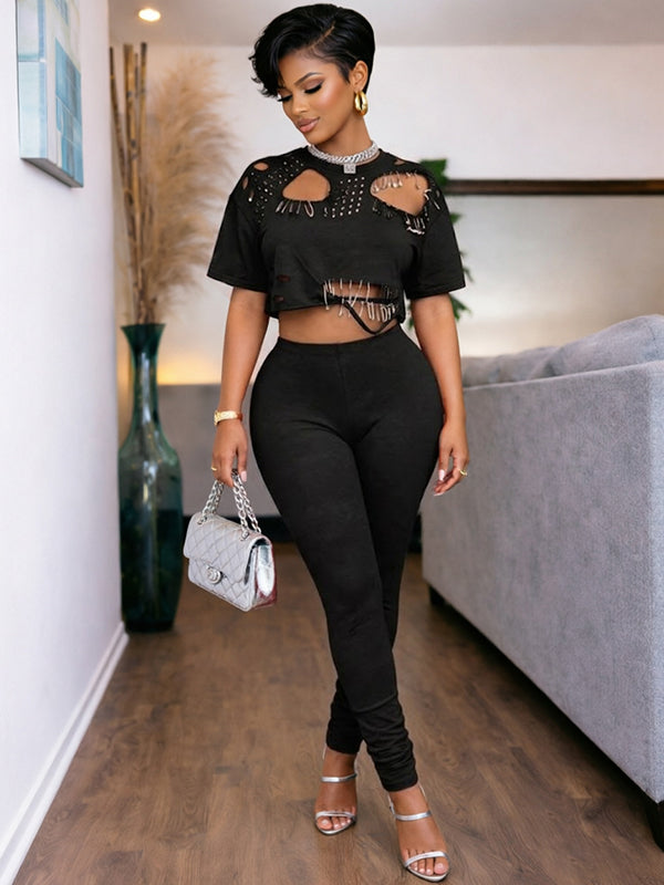 Ripped Tee & Pants Set