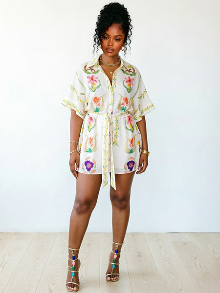 Printed Tied Romper