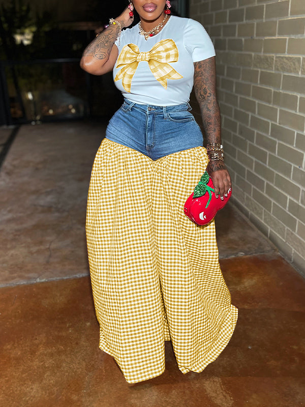 Bowknot Tee & Combo Pants Set