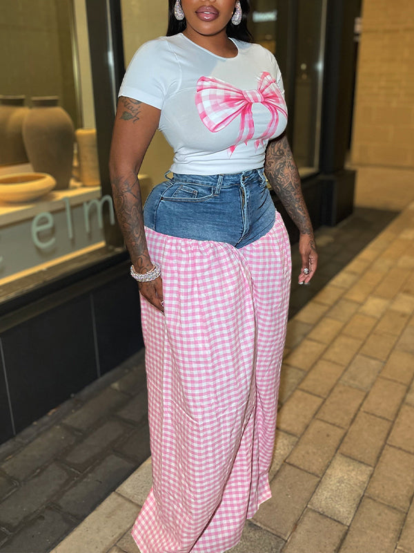 Bowknot Tee & Combo Pants Set