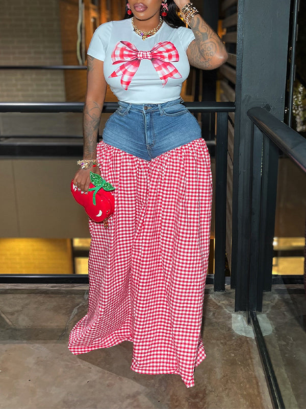 Bowknot Tee & Combo Pants Set