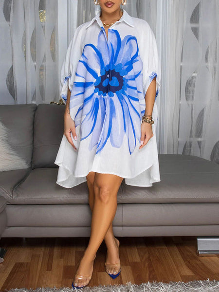 Floral Printed Shirt Dress