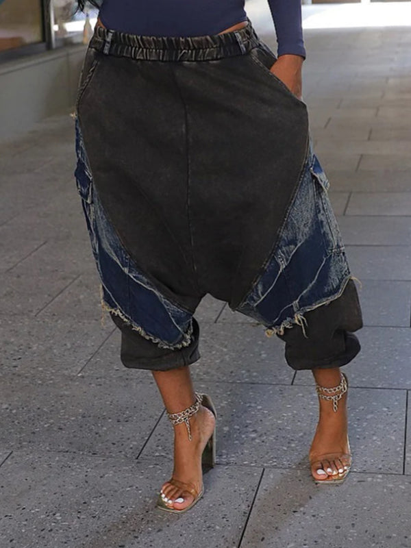 Colorblock Combo Harem Jeans