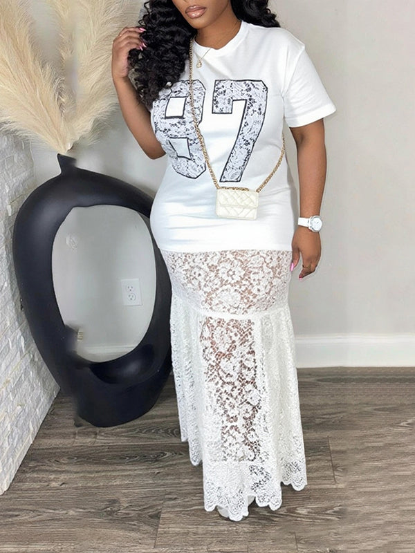 Lace Combo Printed Dress