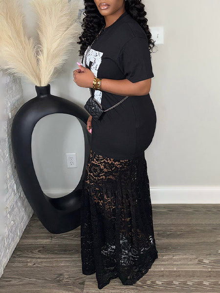 Lace Combo Printed Dress