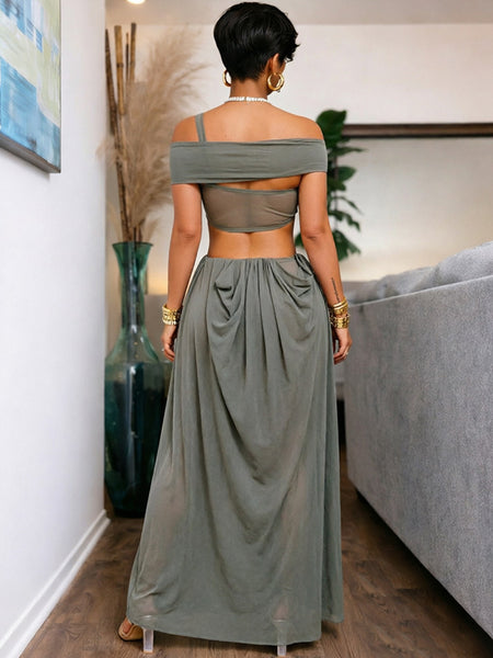 Off-Shoulder Cutout Maxi Dress