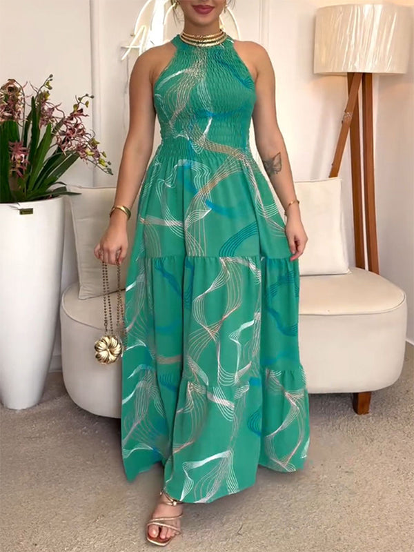 Printed Sleeveless Maxi Dress