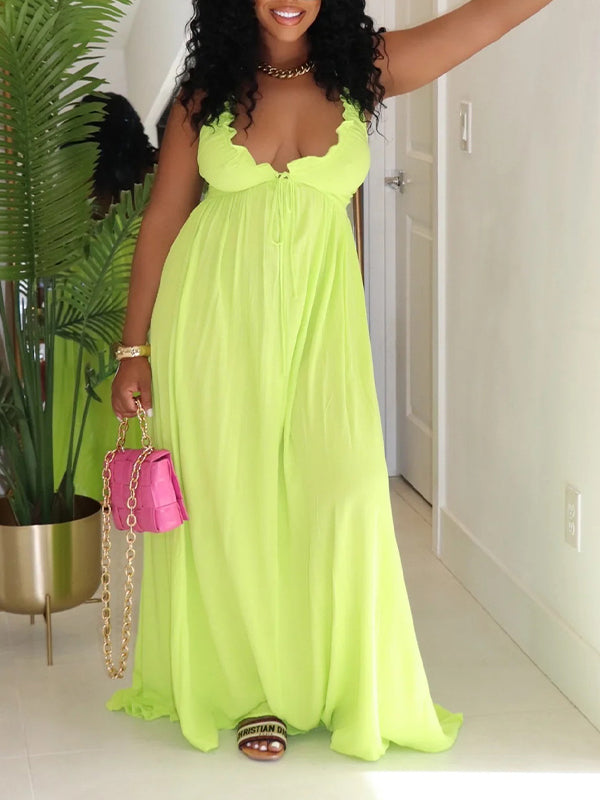 Solid Halter Tied Maxi Dress