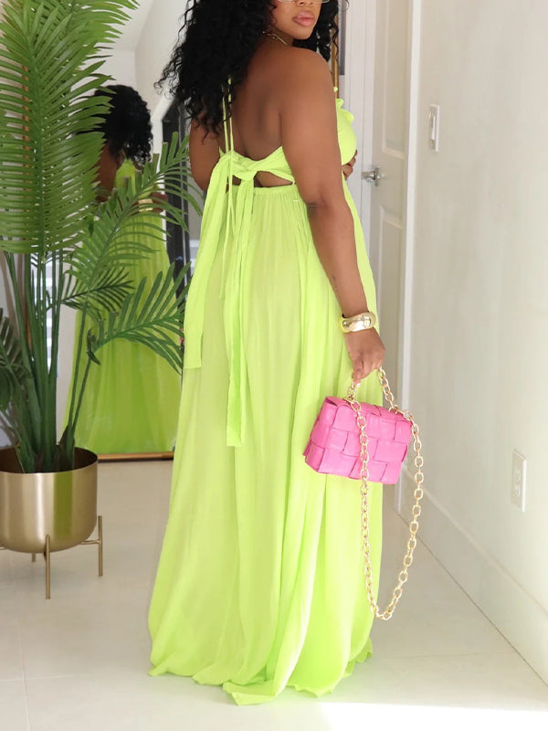 Solid Halter Tied Maxi Dress