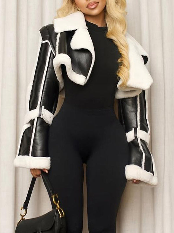 Faux-Leather Shearling Jacket