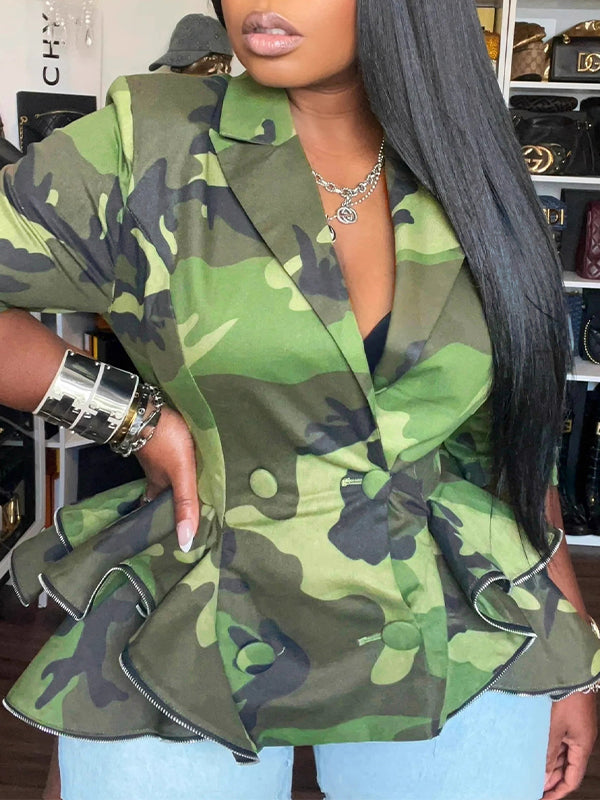 Camo Peplum Blazer
