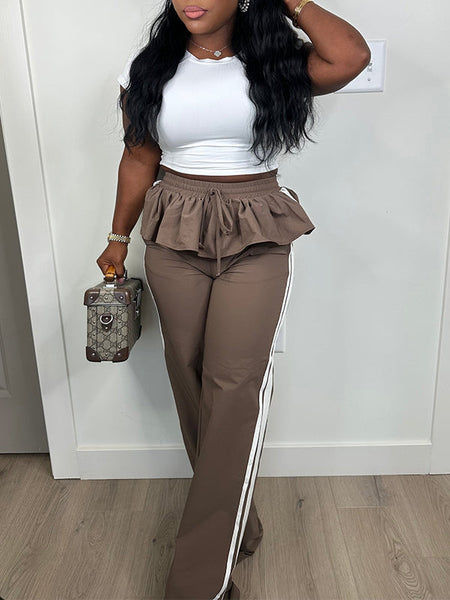 Side-Stripe Peplum Pants