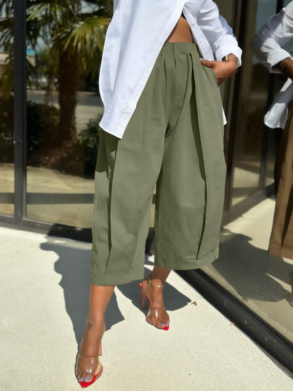 Solid Wide-Leg Capris