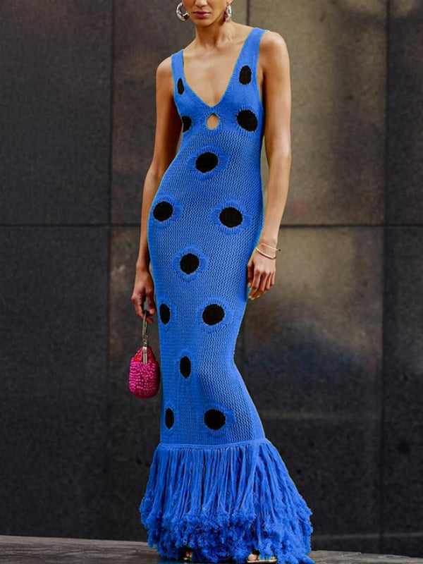 Dot Fringe Sleeveless Dress