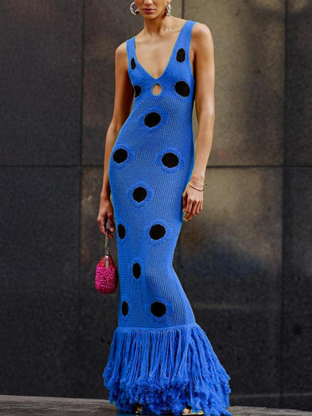 Dot Fringe Sleeveless Dress