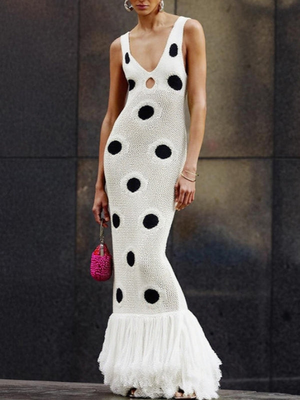 Dot Fringe Sleeveless Dress