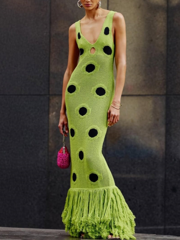 Dot Fringe Sleeveless Dress