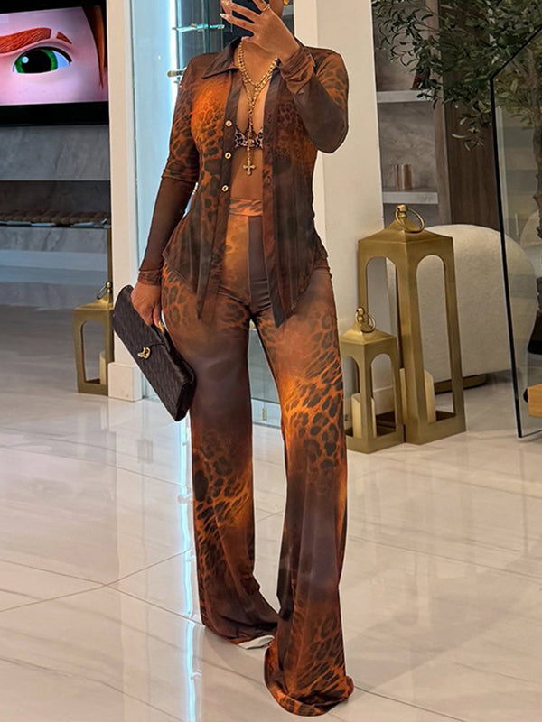 Printed Shirt & Flared Pants Set